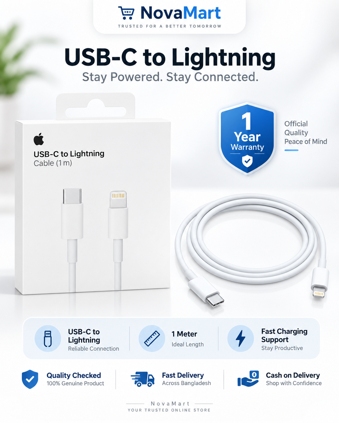 Apple USB-C to Lightning Cable (1 Meter)