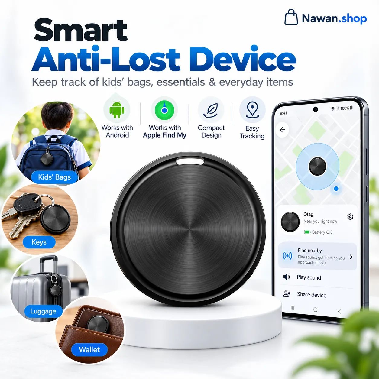 Smart Dual-System Anti-Lost Tracker — Works with Apple Find My & Android Find Hub
